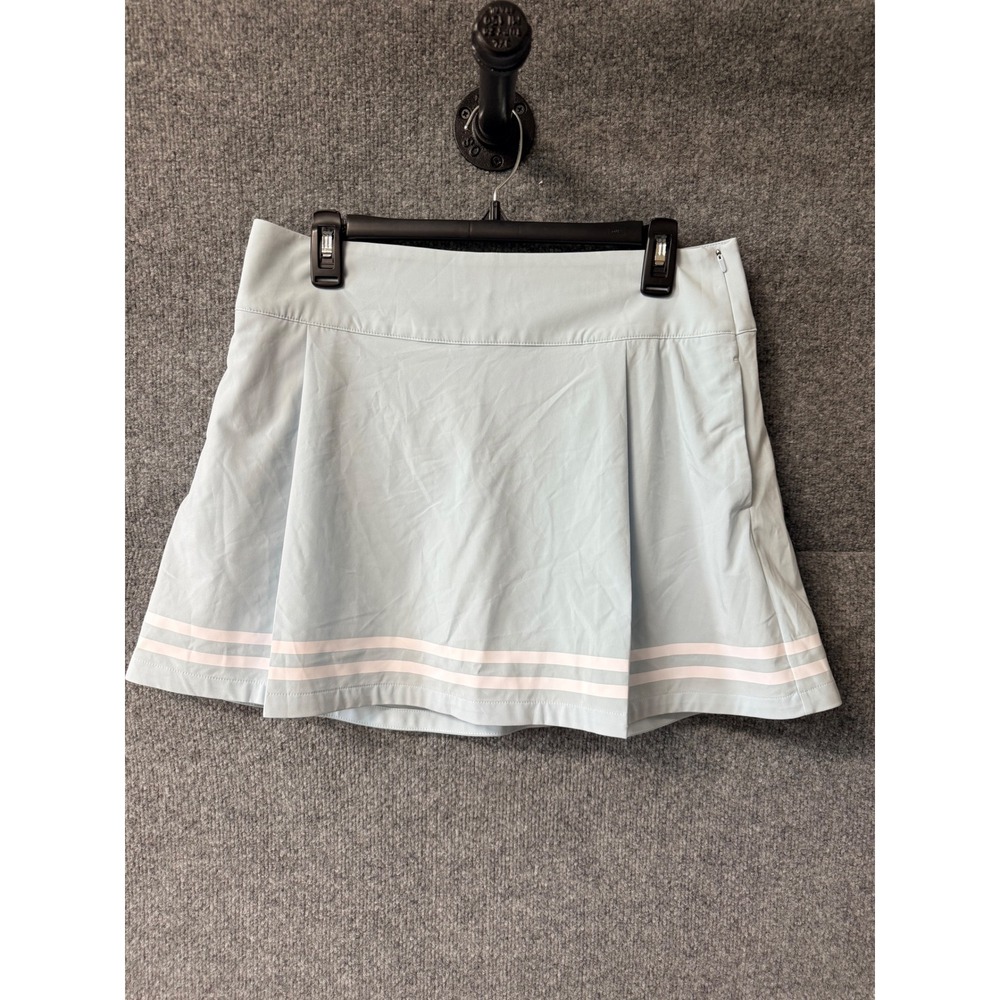 Calia Golf Womens Side Zip Skort Blue White Striped Pleated Size 10 NWT 15 Inch